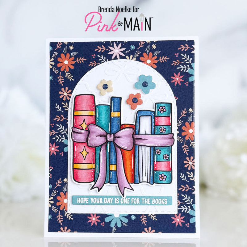 Pink and Main One For The Books Clear Stamp and Die Set purple bow