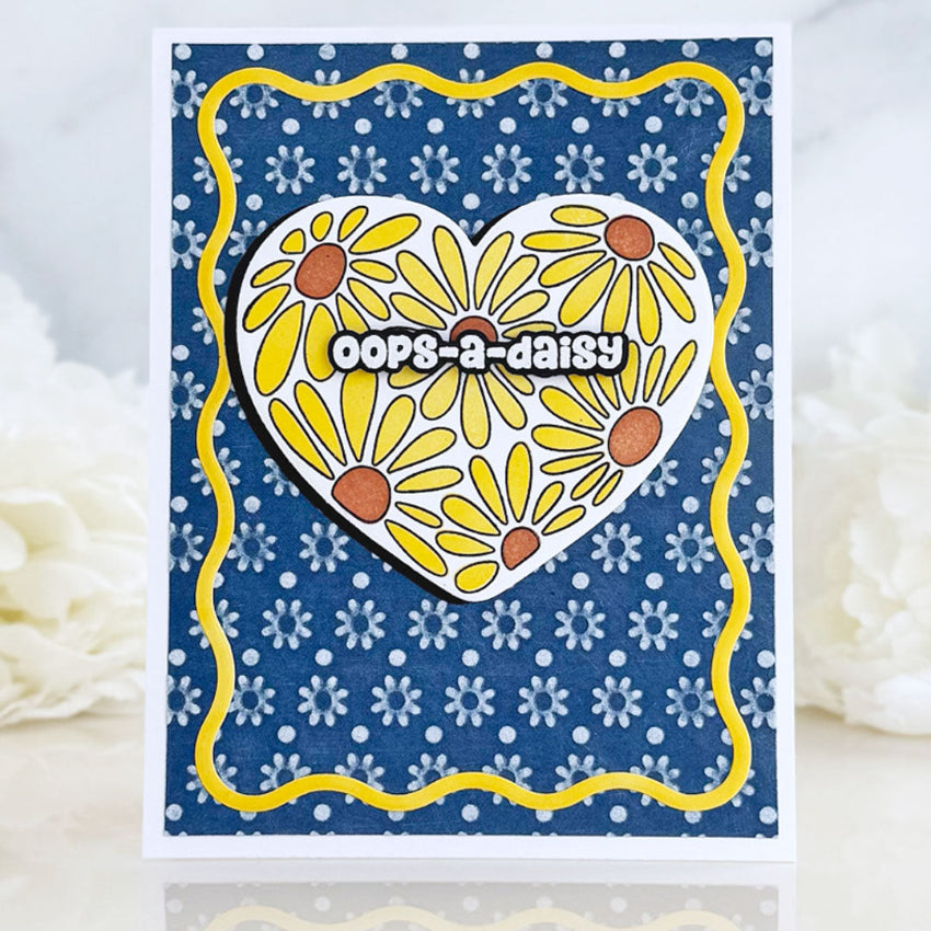Pink and Main Oops A Daisy Clear Stamps pm0853 yellow and blue