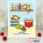 Pink and Main Page Turner Clear Stamp and Die Set red book