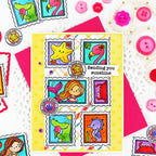Pink and Main Paradise Postage Clear Stamps pm0881 yellow polka dots sending sunshine card