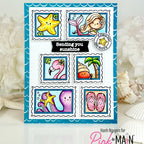 Pink and Main Paradise Postage Stamps and Postage Stamp Dies Set yellow starfish sending sunshine card