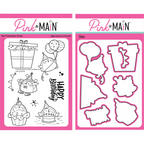 Pink and Main Party Penguins Clear Stamp and Die Set

