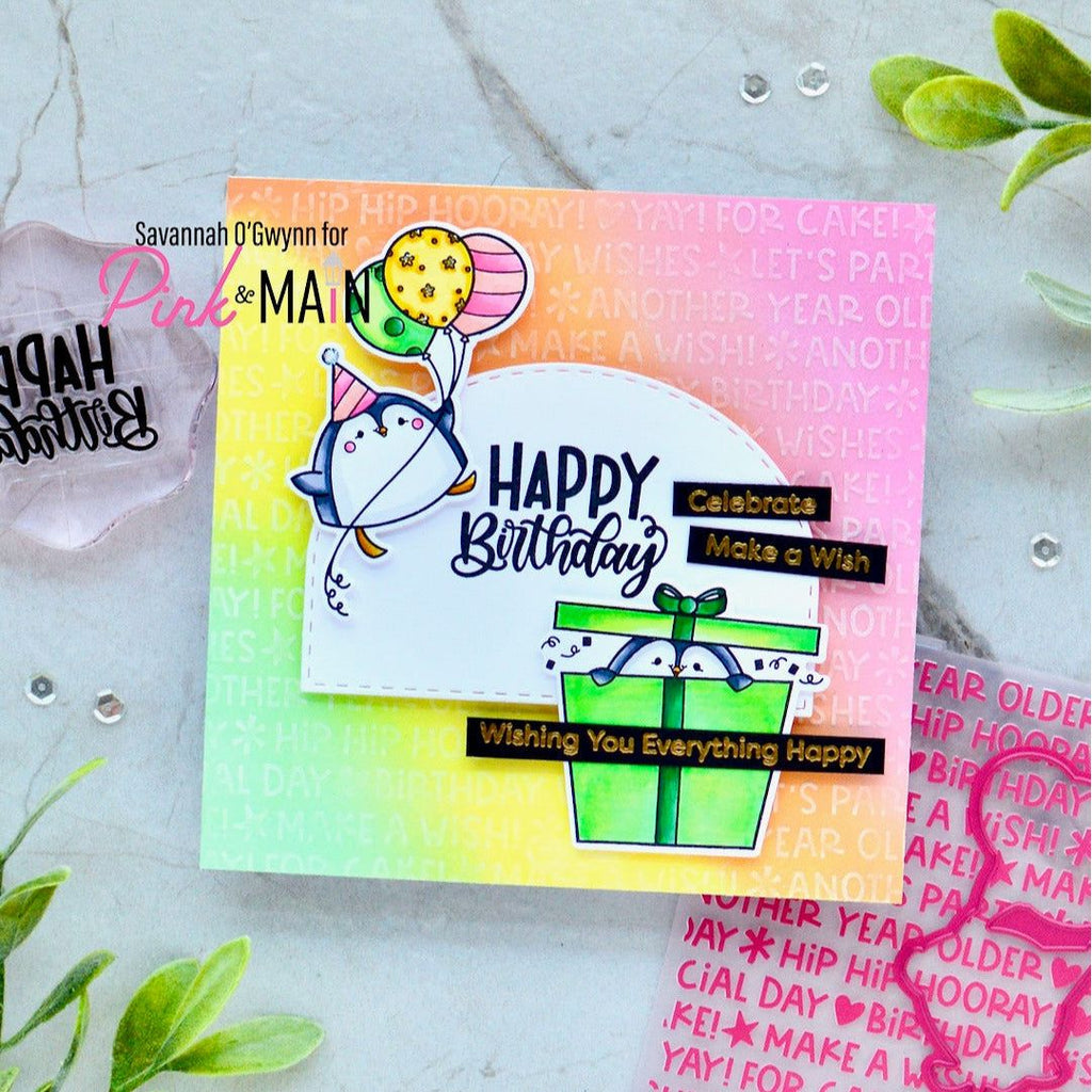 Pink and Main Party Penguins Clear Stamps pm0770 neon