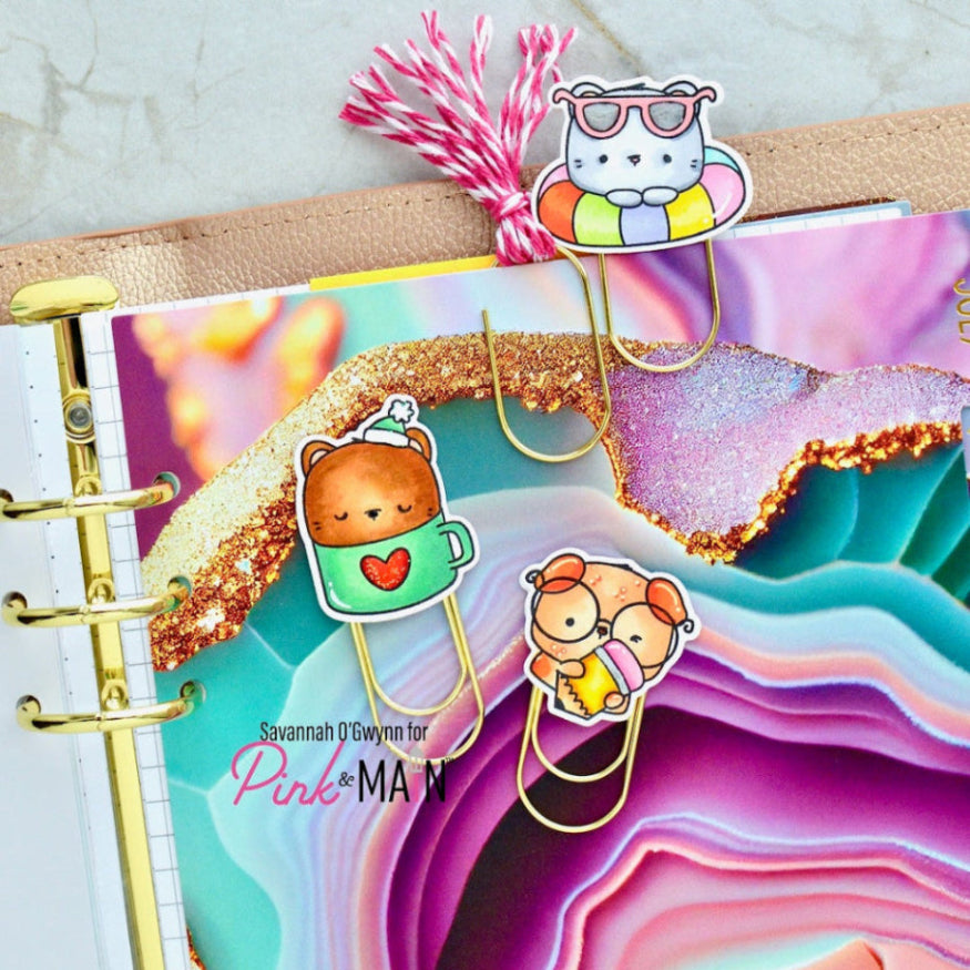 Pink and Main Pastel Agate Monthly Tabs pmp150 cute clips