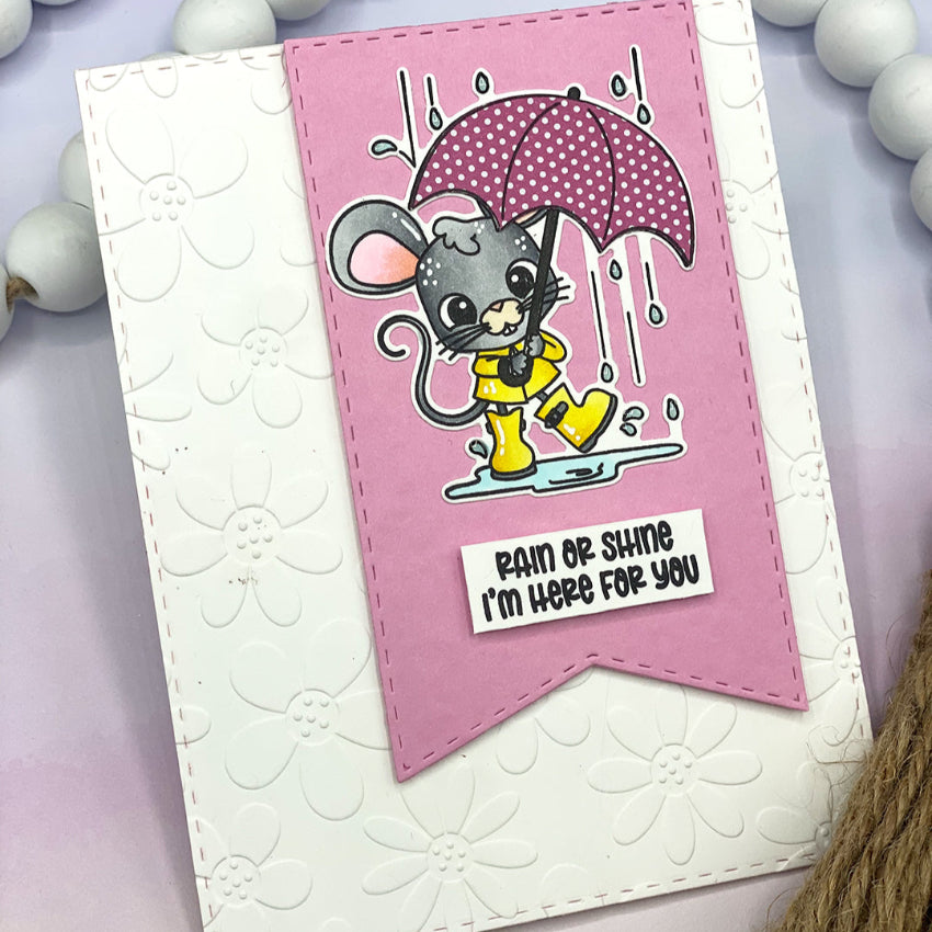 Pink and Main Pocket Full of Posies Embossing Folder pmt092 umbrella
