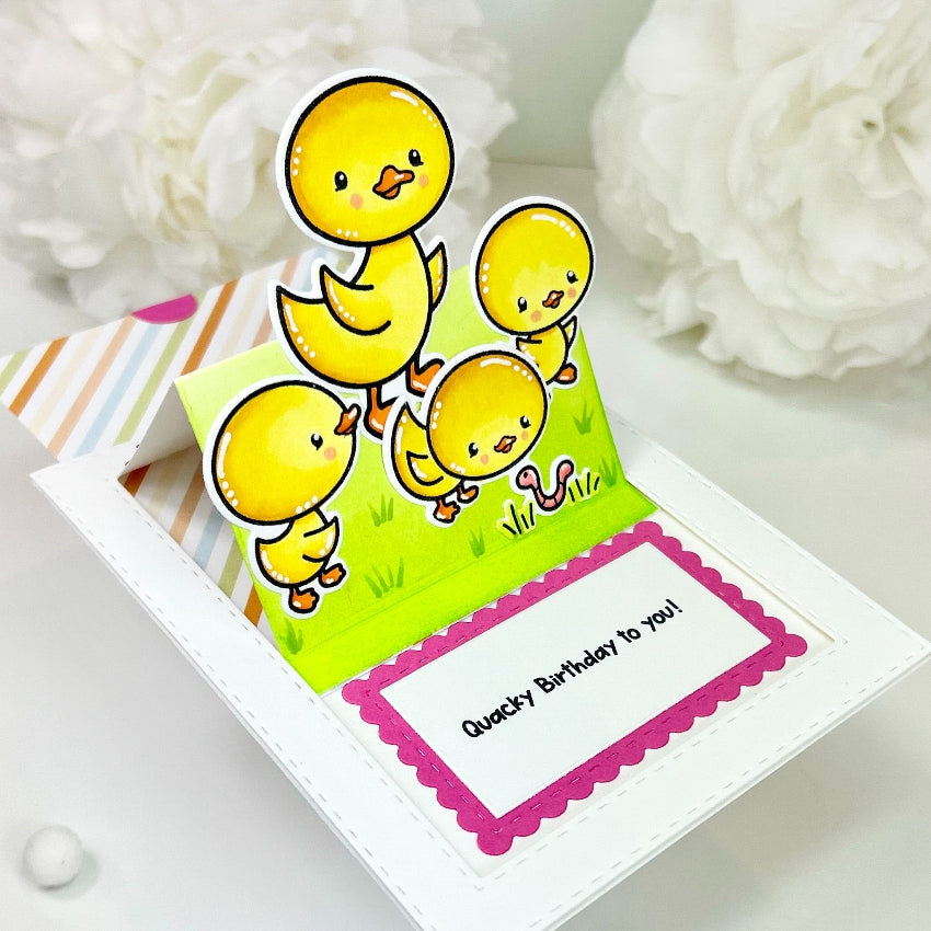 Pink and Main Pull and Surprise Card Dies pnm822 happy birthday