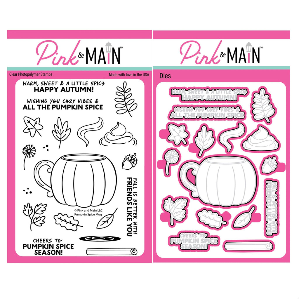 Pink and Main Pumpkin Spice Mug Clear Stamp and Die Set