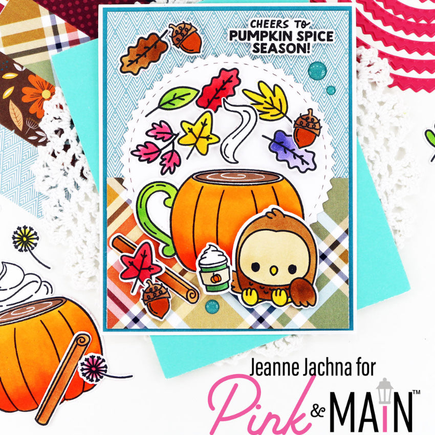 Pink and Main Pumpkin Spice Mug Clear Stamps pm0897 cheers to pumpkin spice card