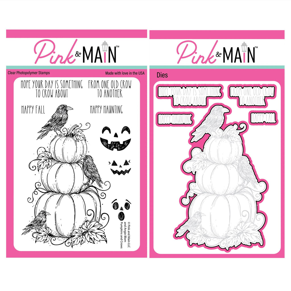 Pink and Main Pumpkins and Crows Clear Stamp and Die Set
