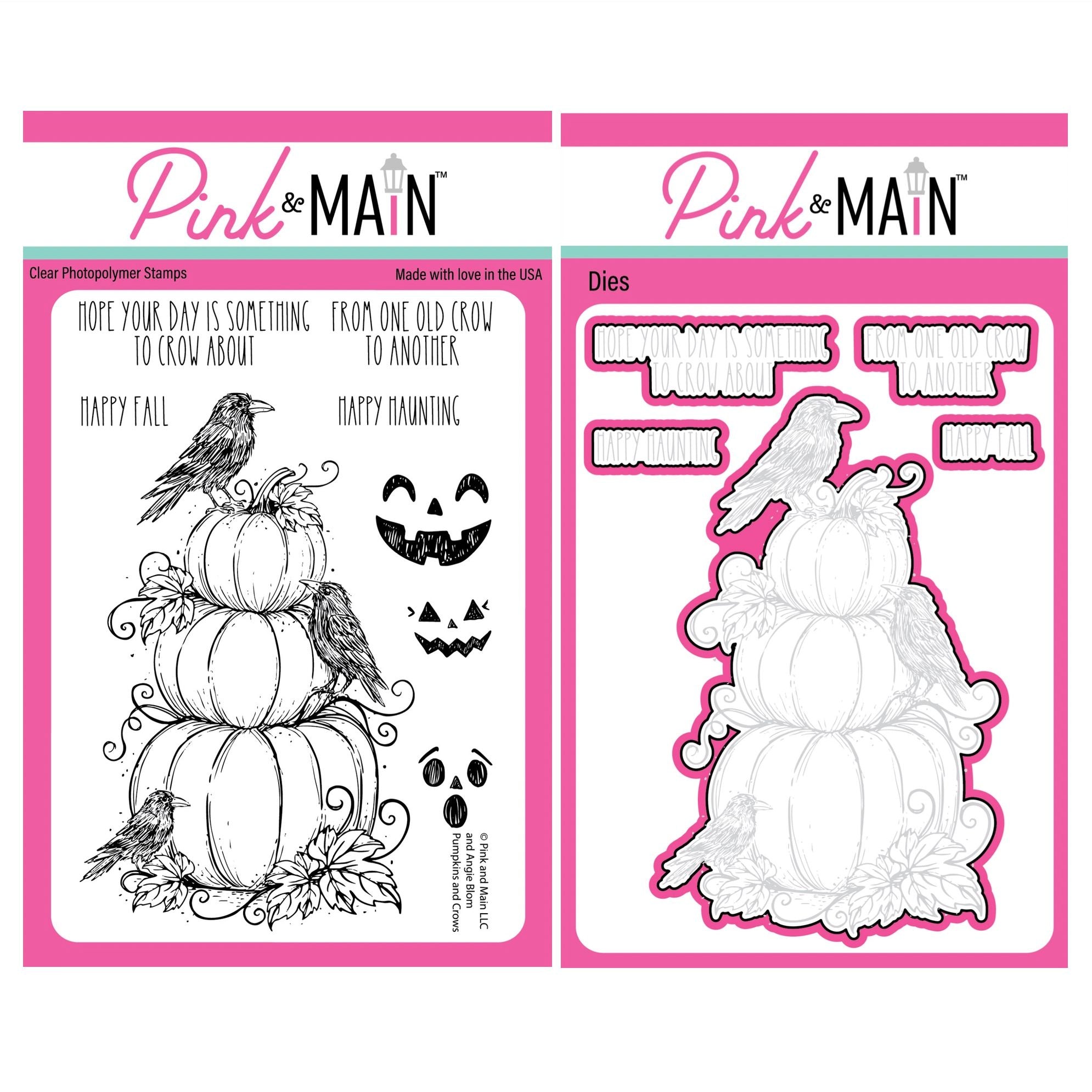 Pink and Main Pumpkins and Crows Clear Stamp and Die Set