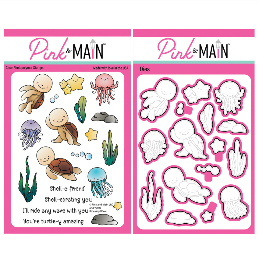 Pink and Main Ride Any Wave Clear Stamp and Die Set