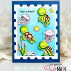 Pink and Main Ride Any Wave Dies pnm880 octopus hello friend card