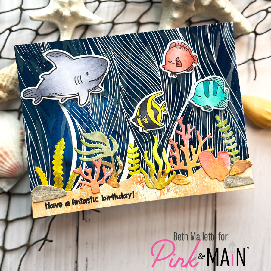 Pink and Main Ride the Waves Foilables Sheets pmf408 angelfish birthday card