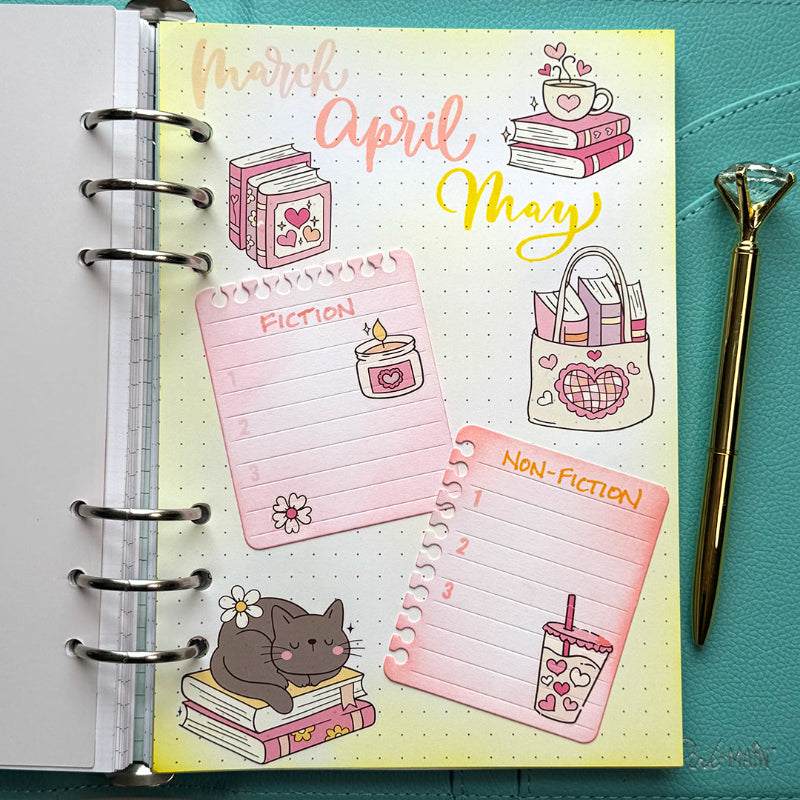 Pink and Main Roman-tasy Bookish Rub-ons pmr016 journal page