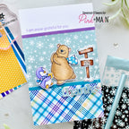 Pink and Main Satin Glacier Cheerfoil pmf427 thanks bear penguin card