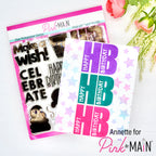 Pink and Main Scattered Stars Stencil PMS103 happy birthday