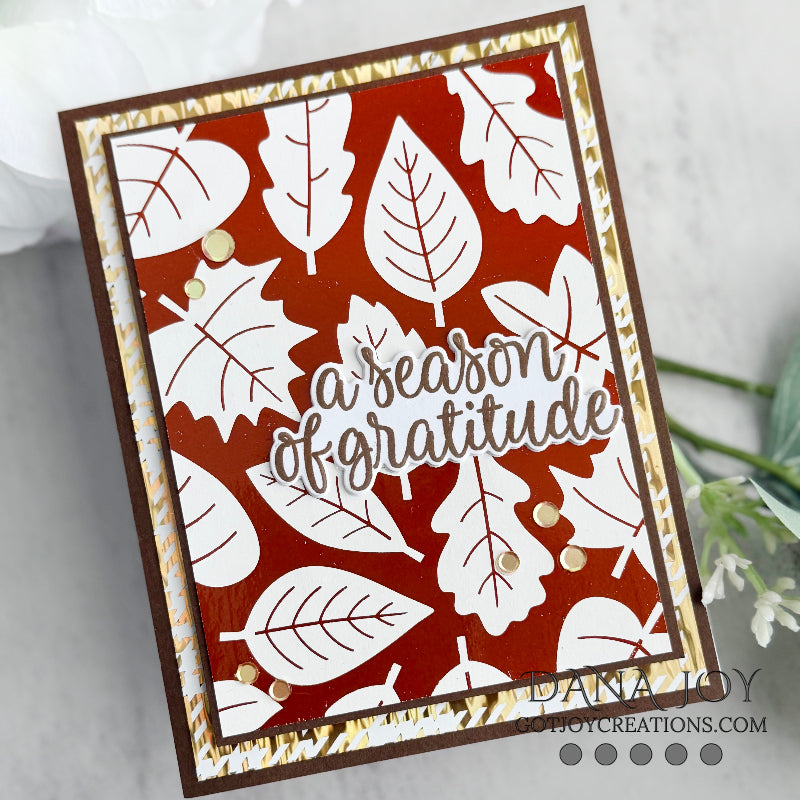 Pink and Main Season of Gratitude Foilable Panels pmf349 leaves foiled