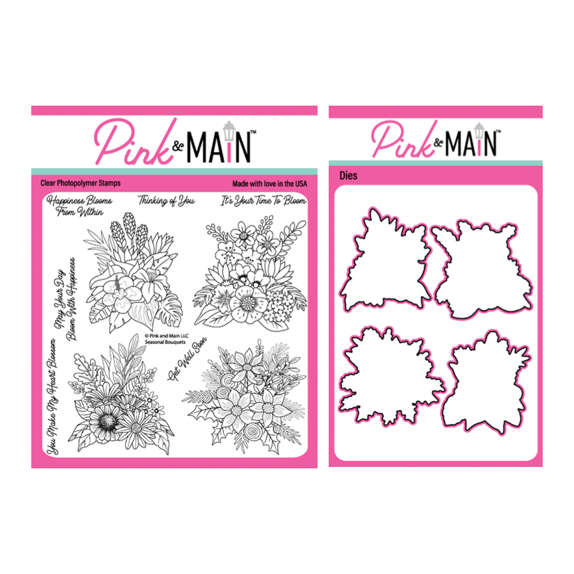 Pink and Main Seasonal Bouquets Clear Stamp and Die Set