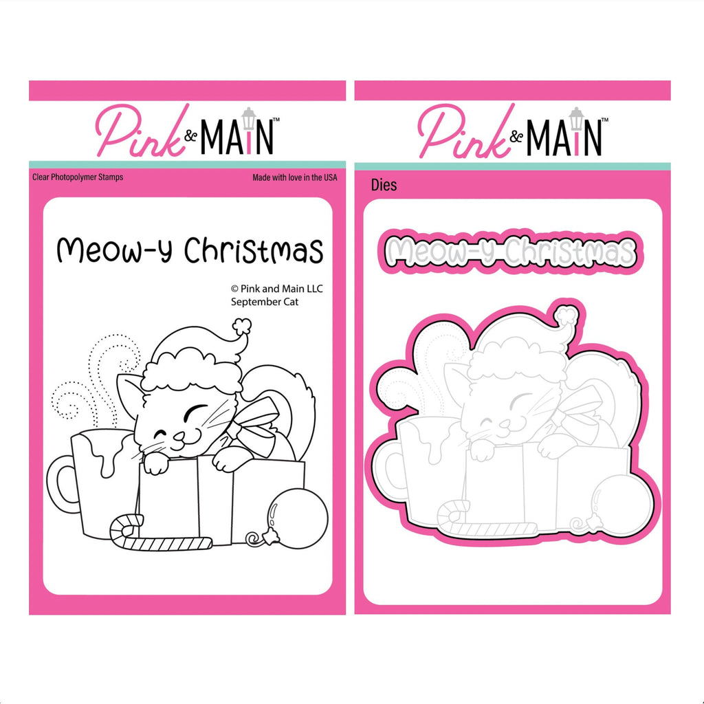 Pink and Main September Cat Clear Stamp and Die Set