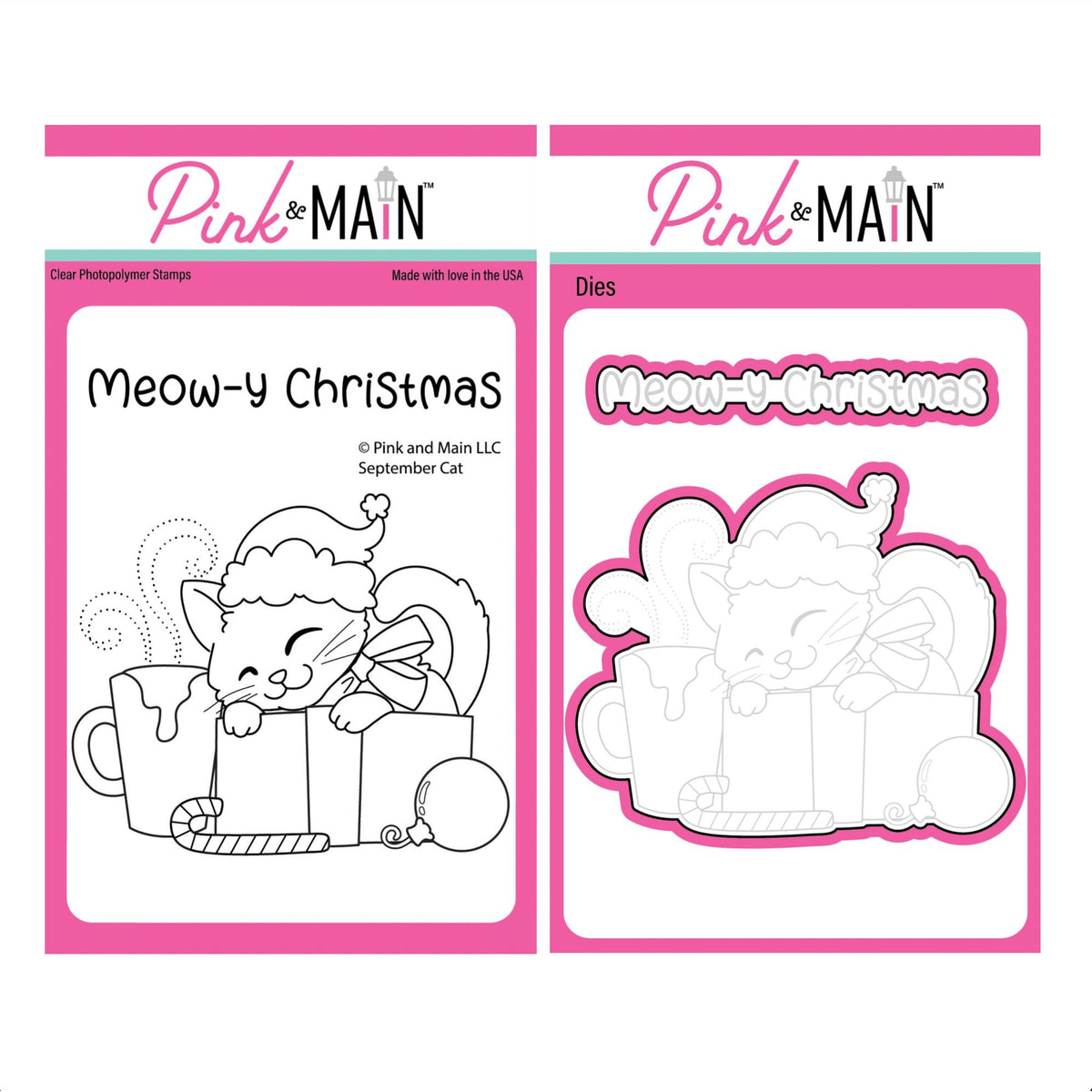 Pink and Main September Cat Clear Stamp and Die Set