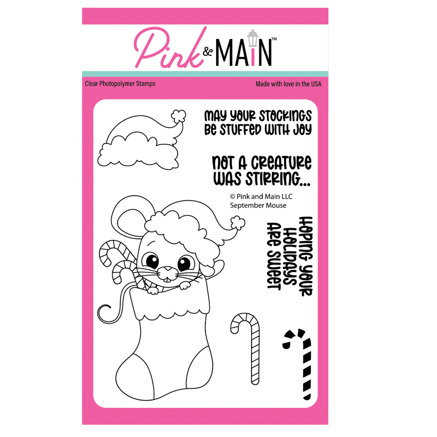 Pink and Main September Mouse Clear Stamp and Die Set image 1