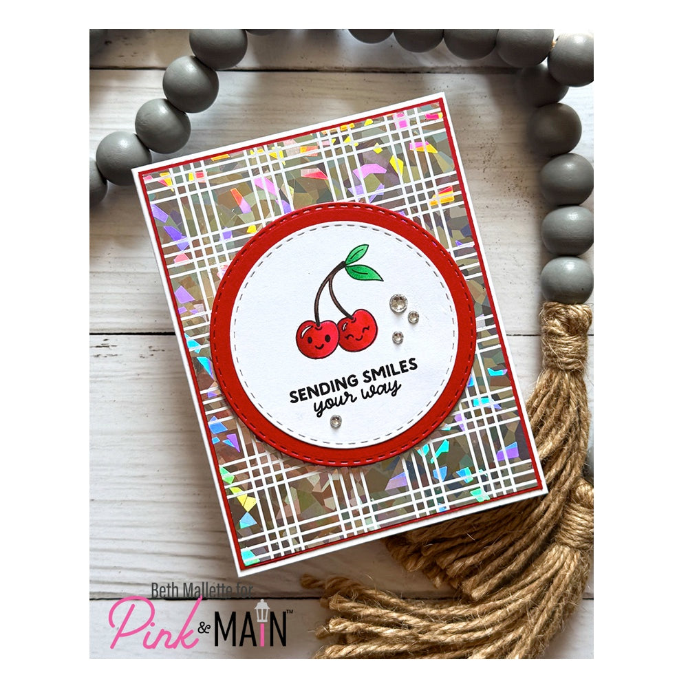 Pink and Main Shattered Silver CheerFoil Roll pmf413 sending smiles cherry card