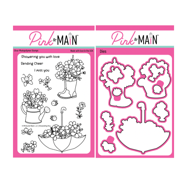 Pink and Main Showering You Clear Stamp and Die Set