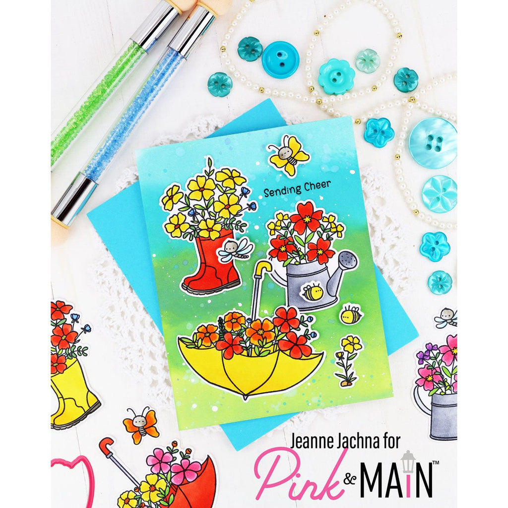Pink and Main Showering You Clear Stamps pm0788 sending cheer