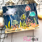 Pink and Main Shrimply the Best Clear Stamp and Die Set cute shark birthday card