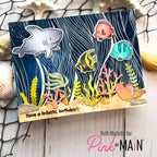Pink and Main Shrimply the Best Clear Stamps pm0884 cute shark birthday card