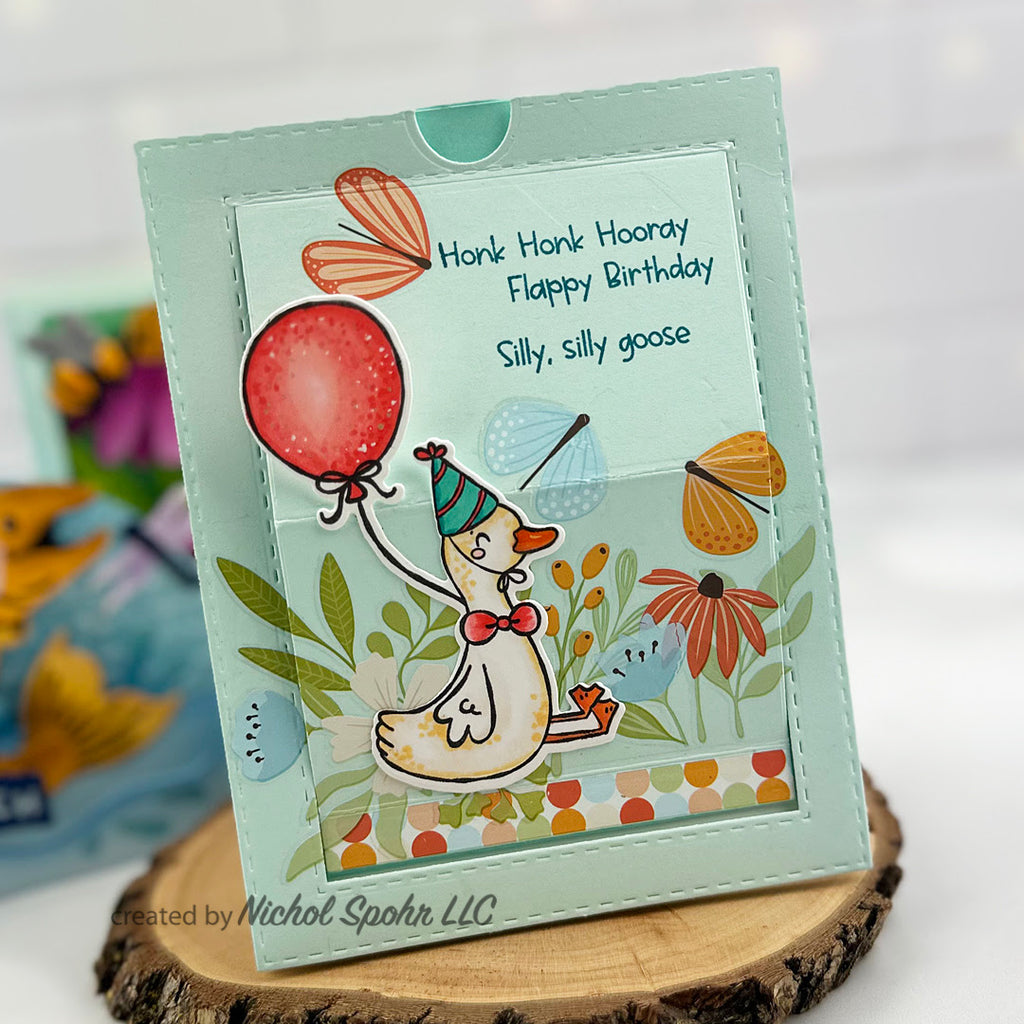 Pink and Main Silly Goose Clear Stamp and Die Set red balloon