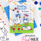 Pink and Main Silly Goose Clear Stamp and Die Set red flowers