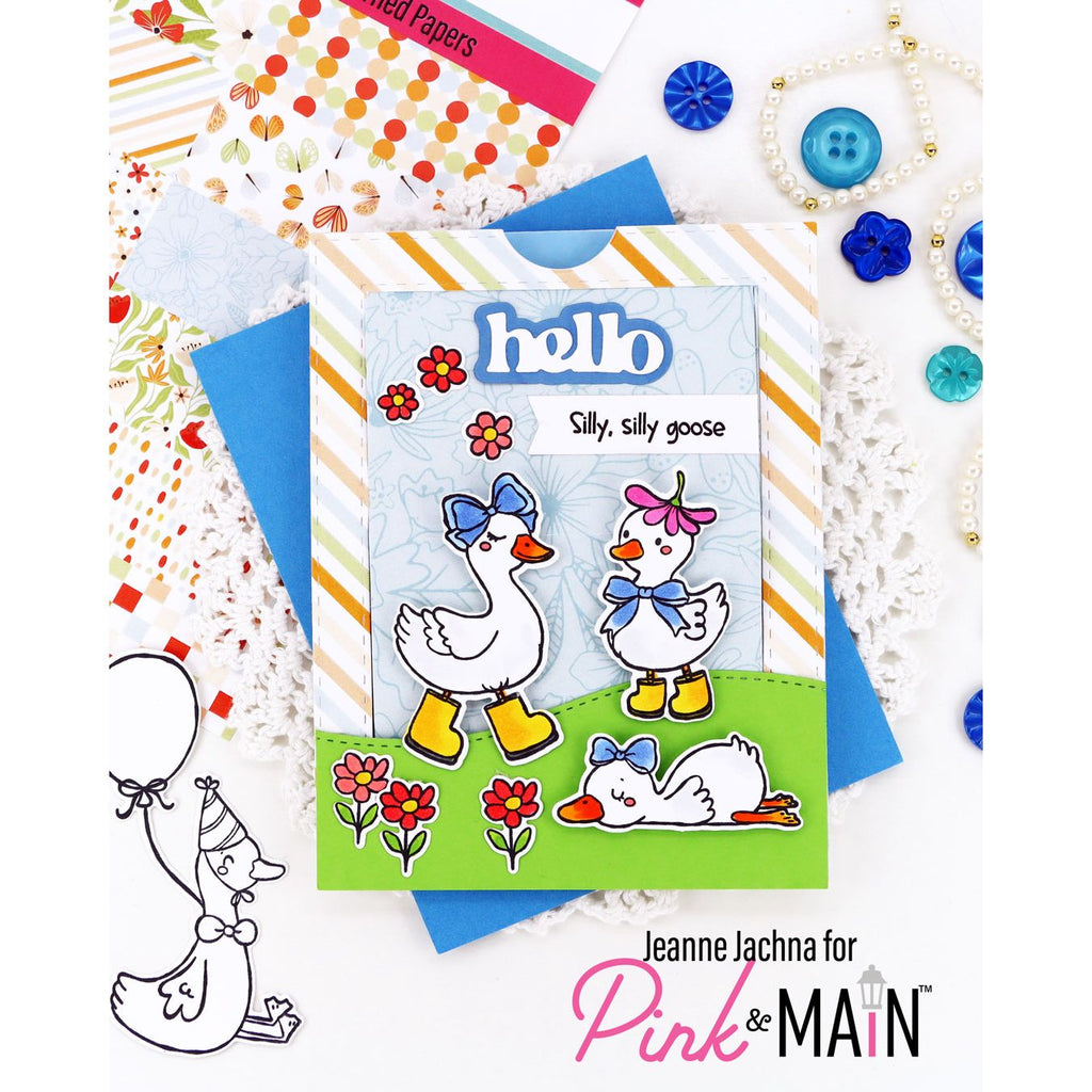 Pink and Main Silly Goose Clear Stamps pm0876 red flowers