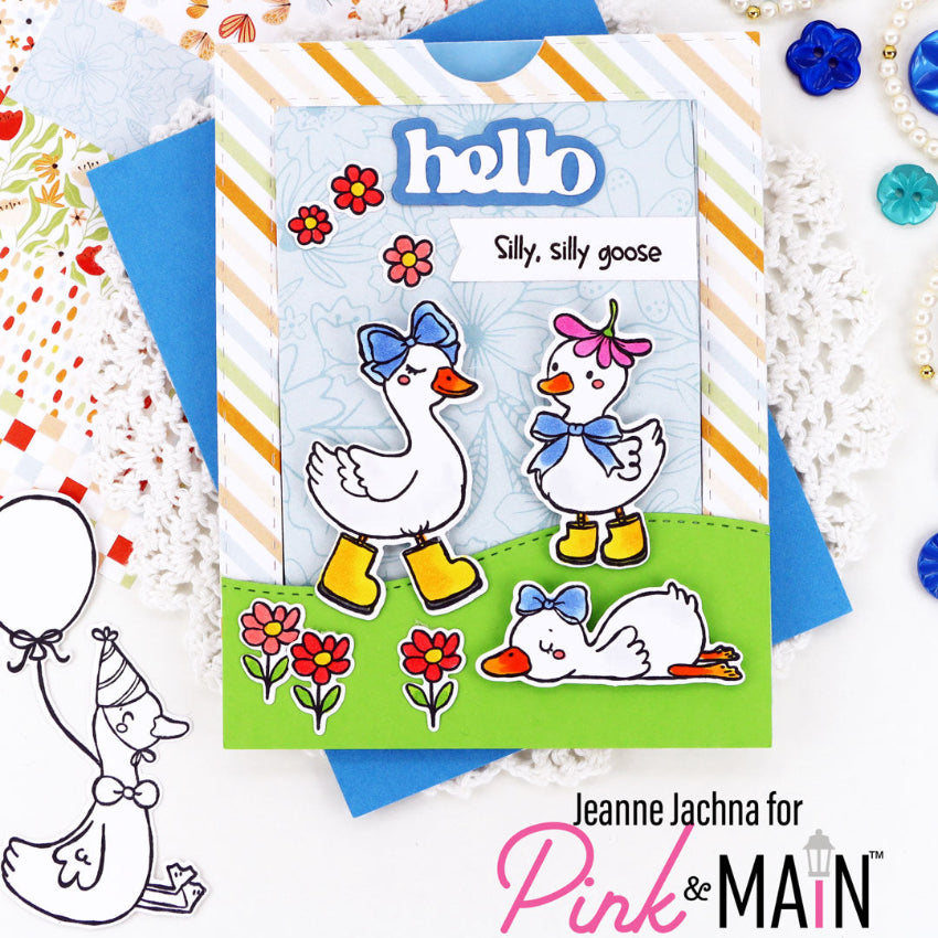 Pink and Main Silly Goose Dies pnm868 red flowers