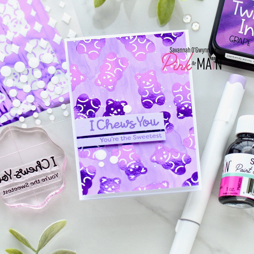 Pink and Main Silver Paint and Splatter Bottle pme201 purple bears