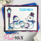 Pink and Main Singing Snowmen Clear Stamp and Die Set happy freezin season card