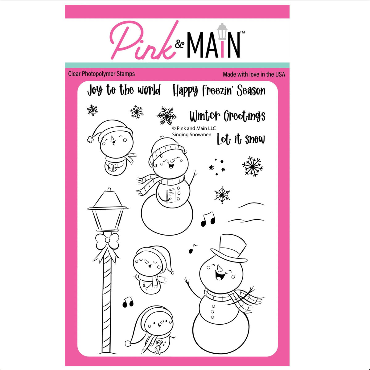 Pink and Main Singing Snowmen Clear Stamps pm0920
