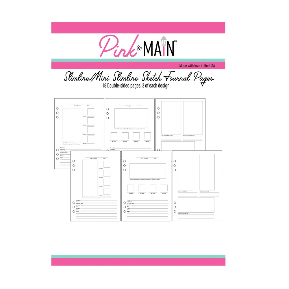 Pink and Main Slimline Mini Slimline Sketch Journal Pages pmp176