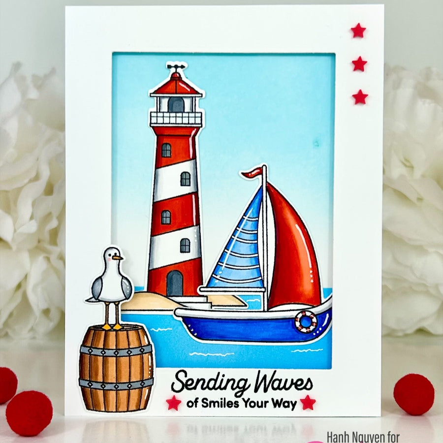 Pink and Main Smooth Sailing Clear Stamp and Die Set stars
