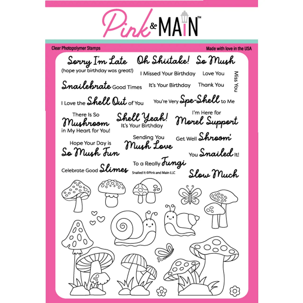 Pink and Main Snailed It Clear Stamps pm0728