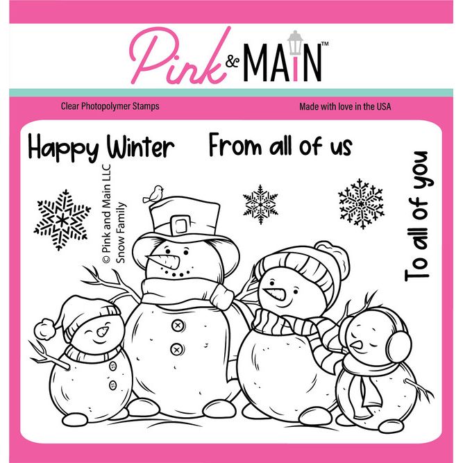 Pink and Main Snow Family Clear Stamp and Die Set image 1