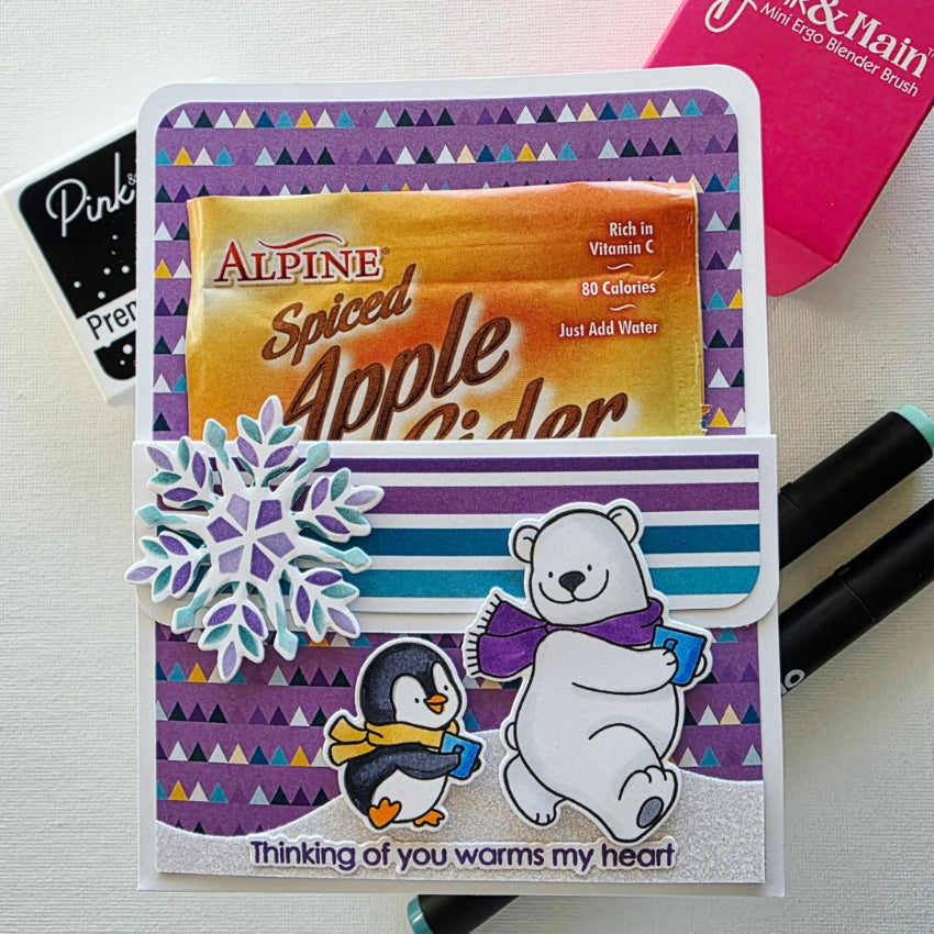 Pink and Main Snow Grateful Clear Stamps pm0922 thinking of you pocket card