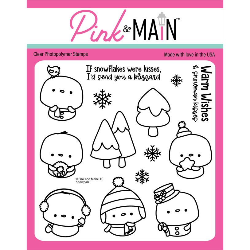 Pink and Main Snow Pals Clear Stamp and Die Set image 1