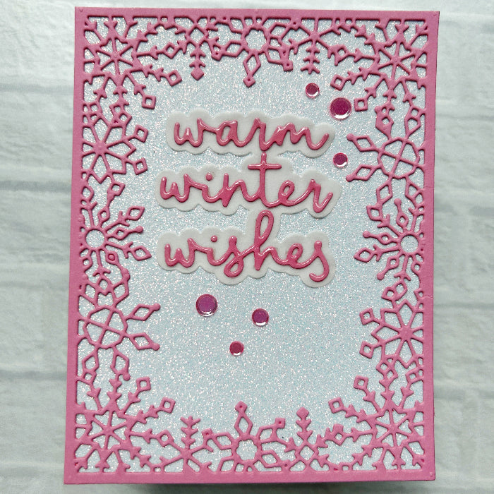 Pink and Main Snowflake Frame Dies pnm803 pink