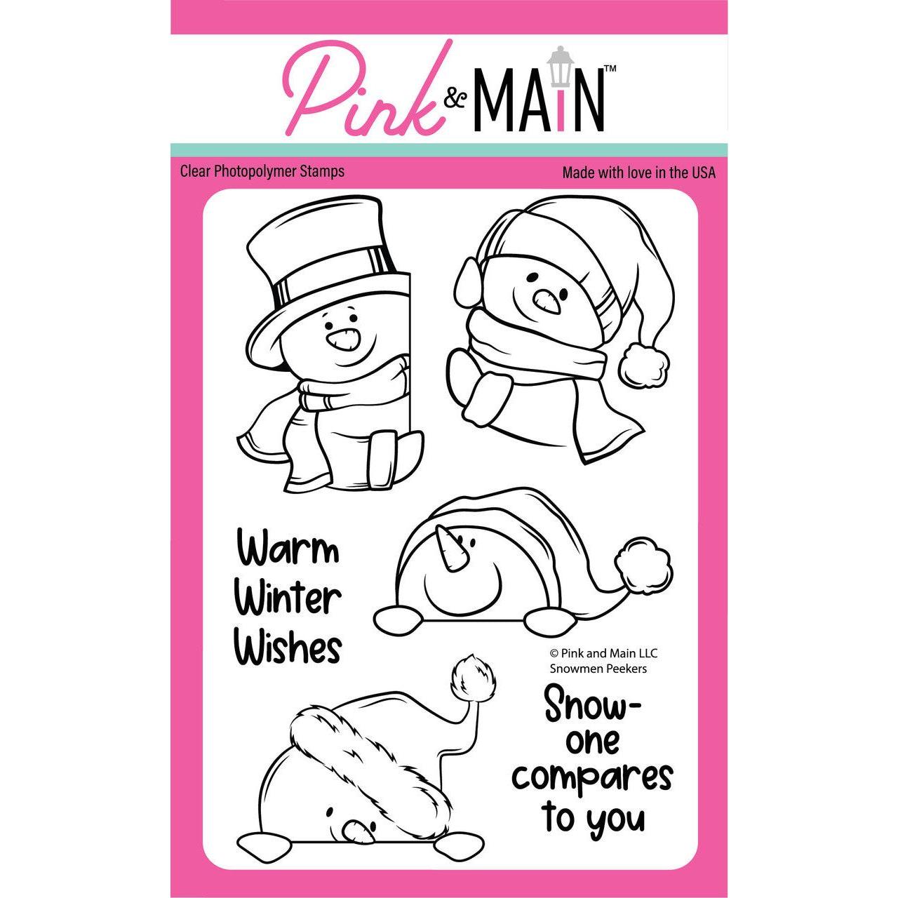 Pink and Main Snowman Peekers Clear Stamps pm0743