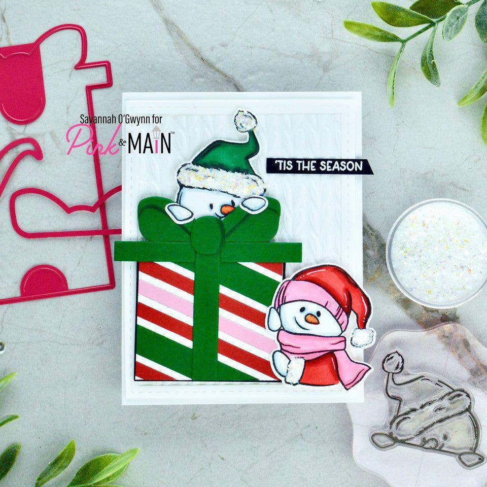 Pink and Main Snowman Peekers Clear Stamps pm0743 present