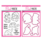 Pink and Main Snowmen Peekers Clear Stamp and Die Set