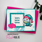 Pink and Main Snowmen Peekers Clear Stamp and Die Set hearts