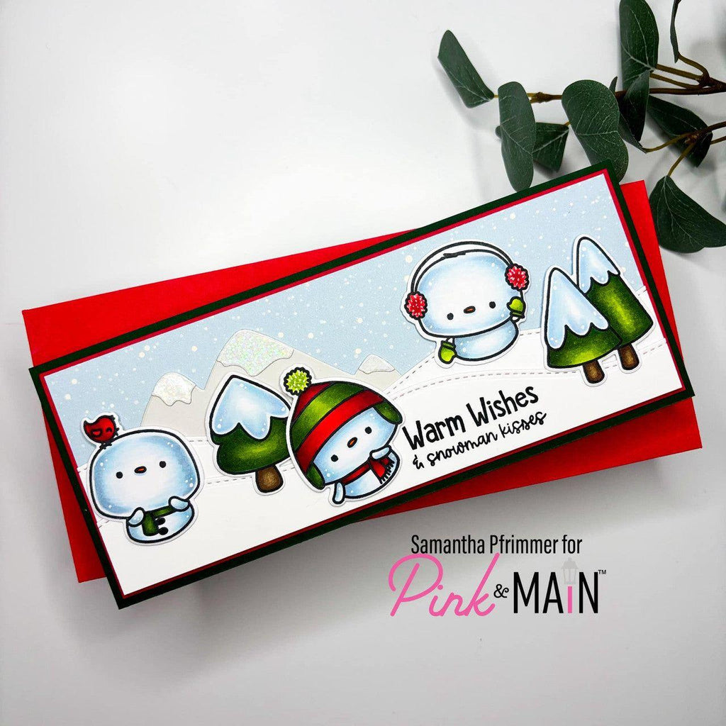 Pink and Main Snowpals Clear Stamp and Die Set warm wishes