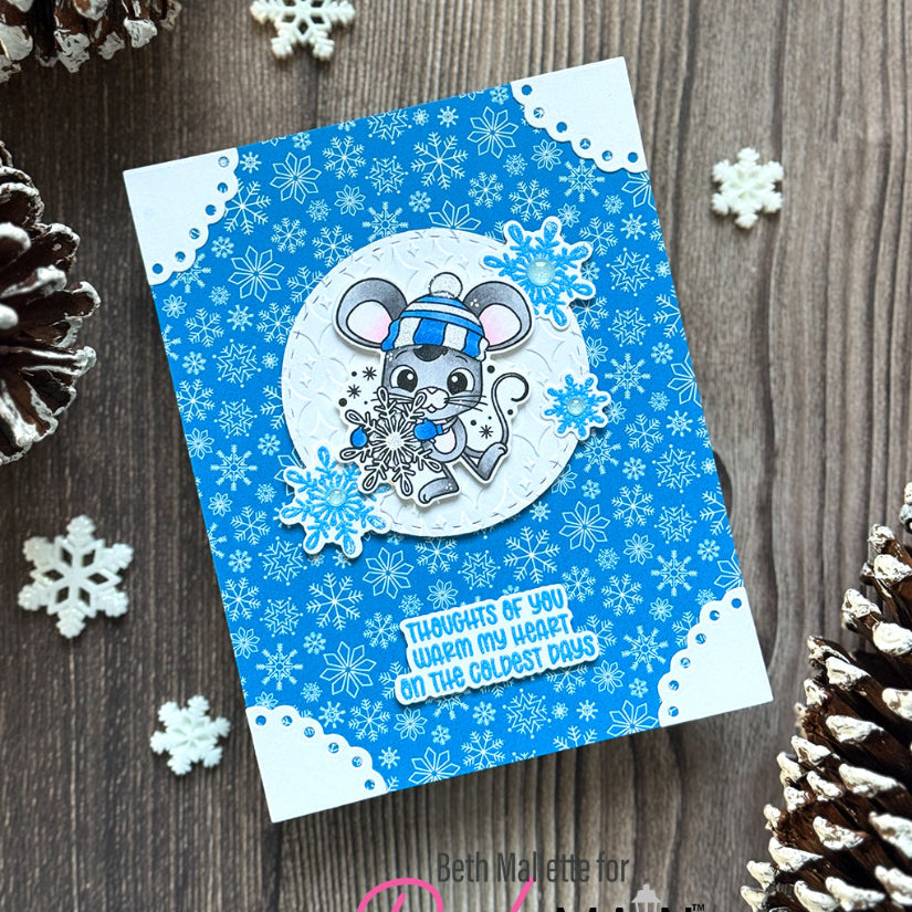 Pink and Main Sparkles Embossing Folder pmt106 snowflakes